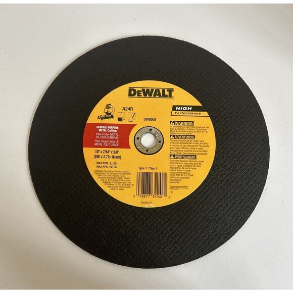 DEWALT Other - DEWALT 10" Chop Saw Blade Metal Cut-Off Wheel General Purpose Metal DW8005